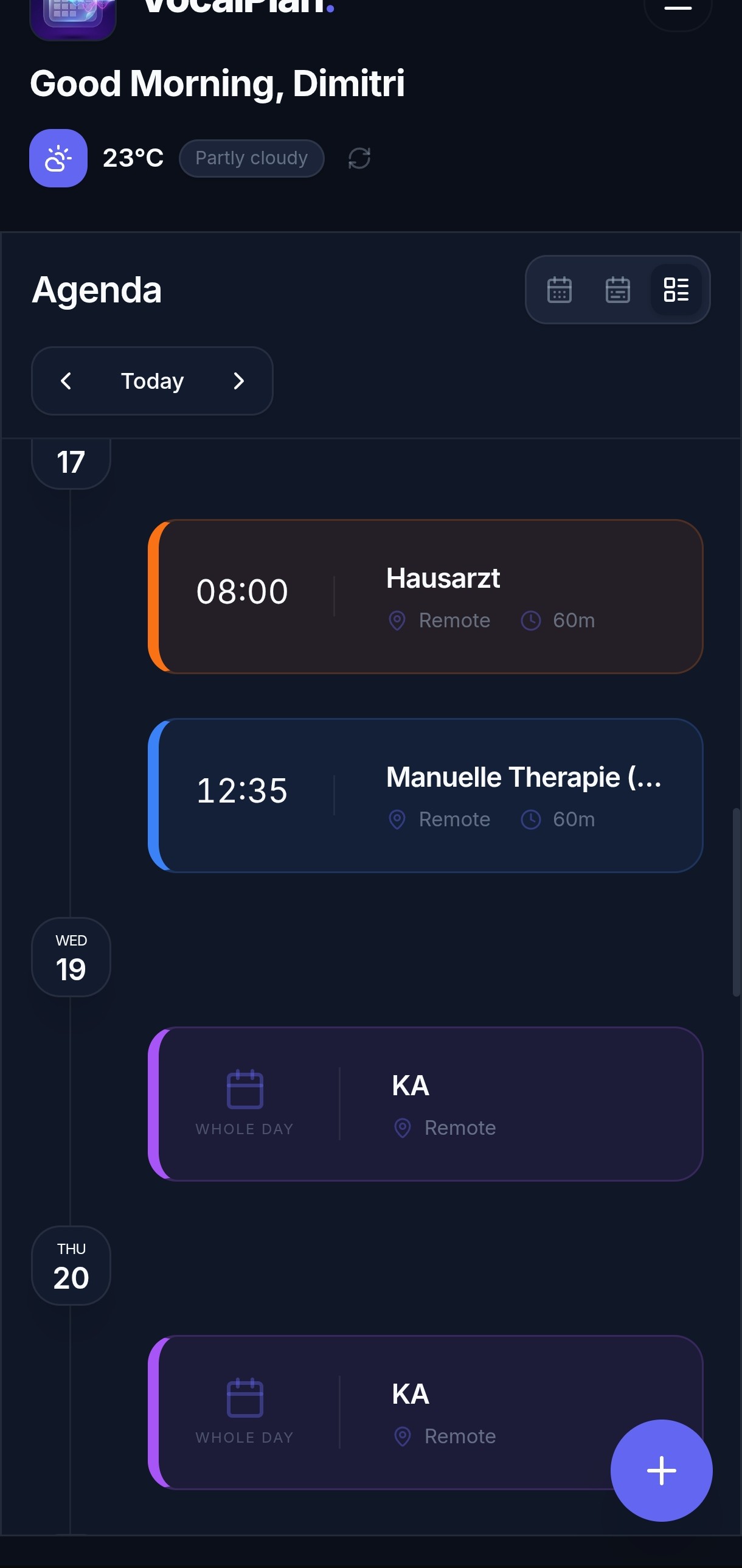 VocalPlan Mobile Interface